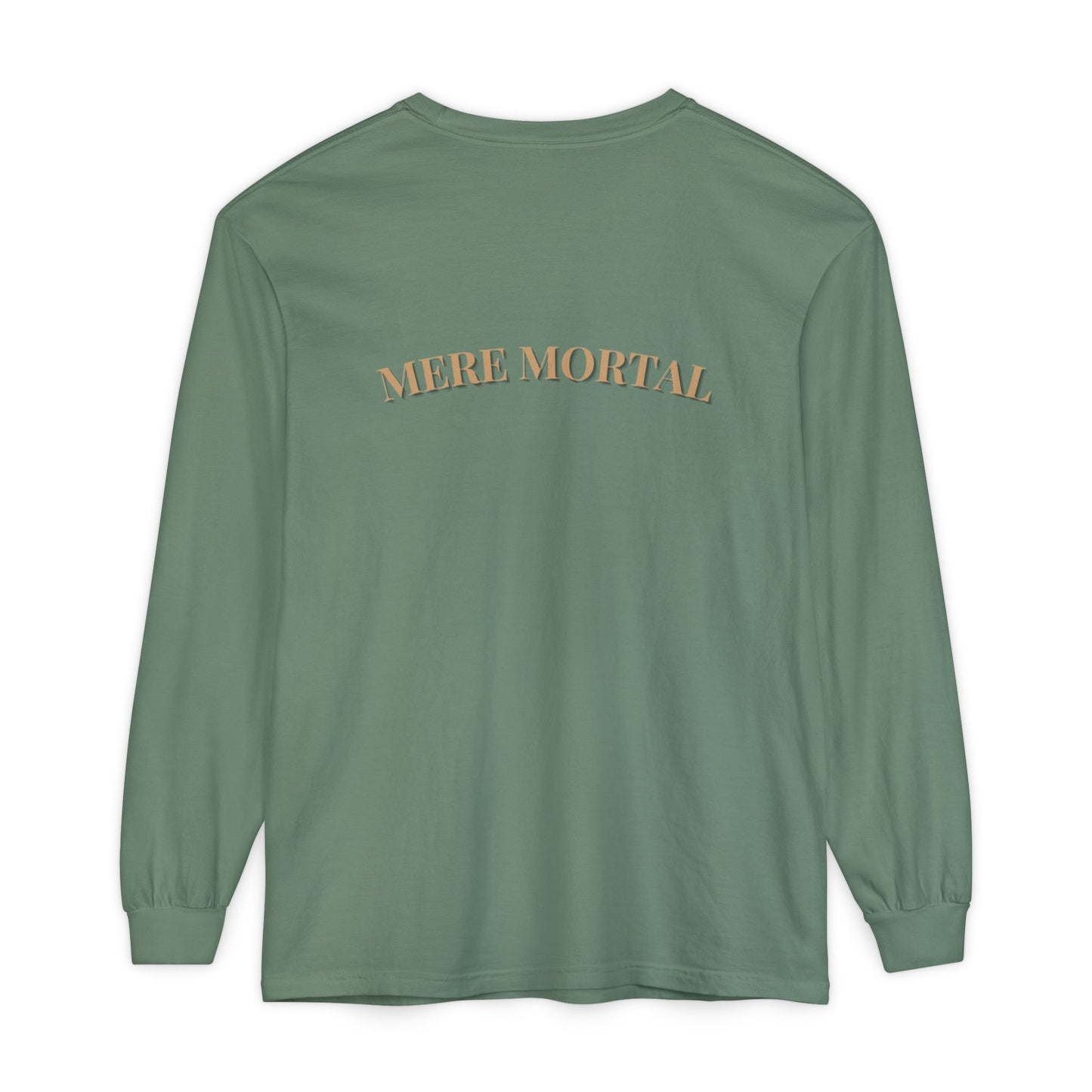 Mere Mortal Long Sleeve Tee — Surreal Collage Portrait Graphic