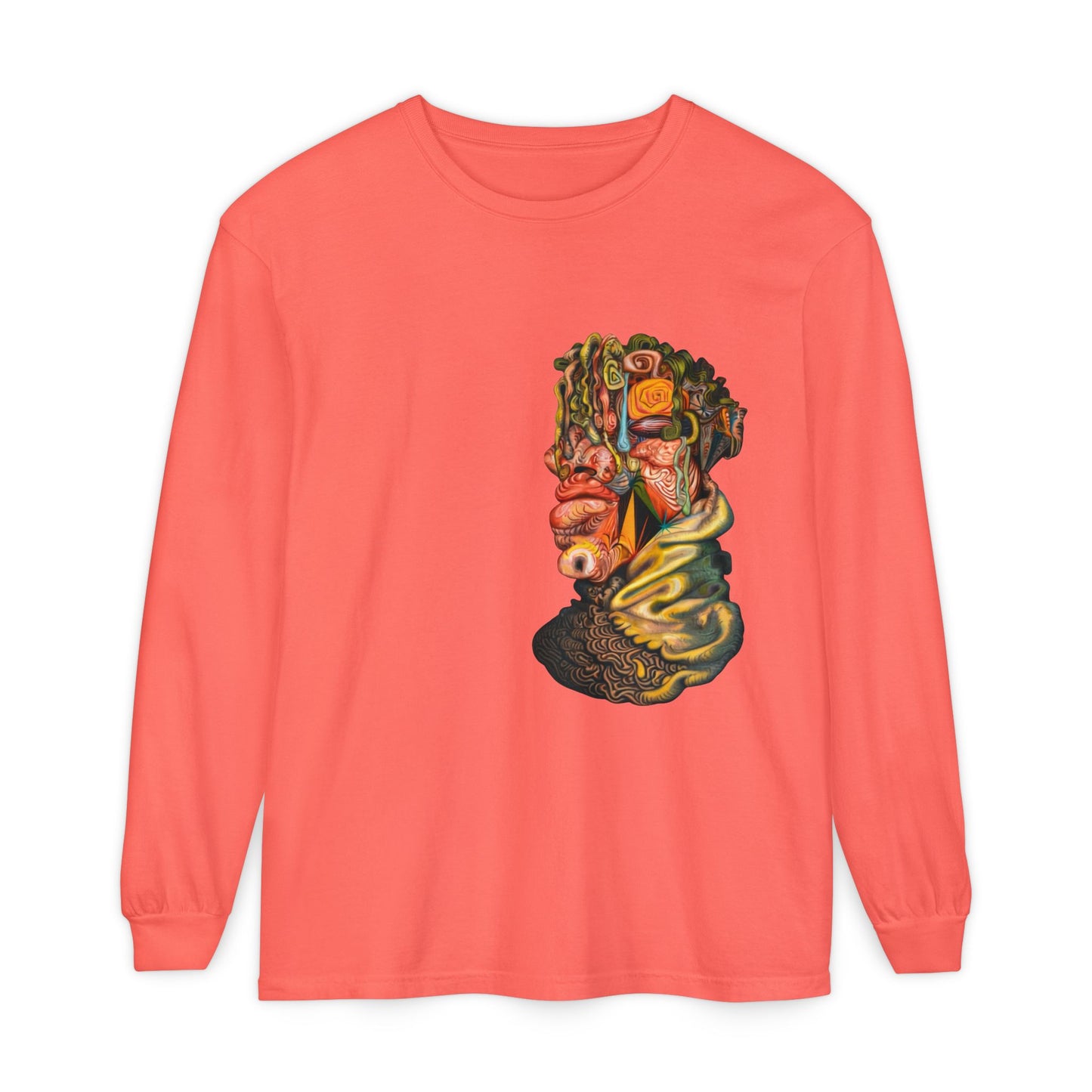 Mere Mortal Long Sleeve Tee — Surreal Collage Portrait Graphic