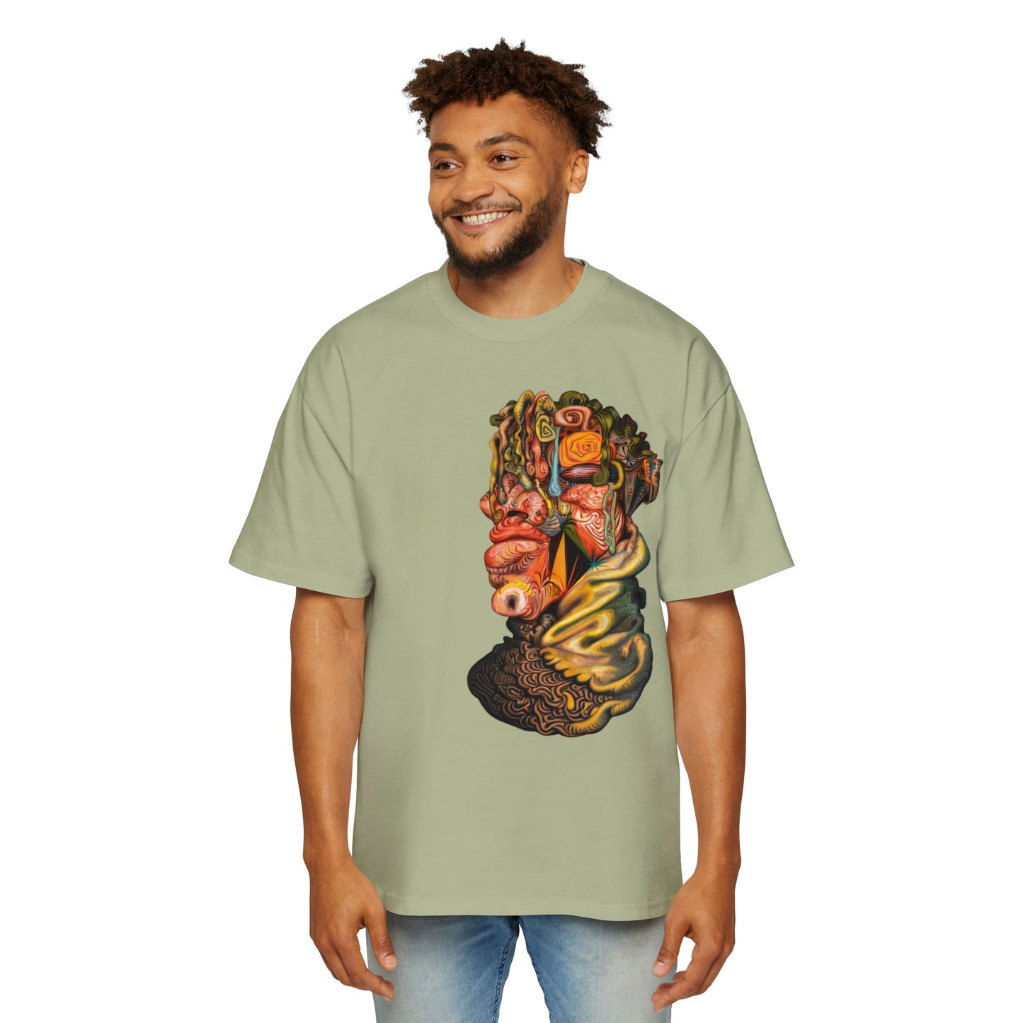 Abstract Surreal Face Graphic Tee — Psychedelic Art Men's T-Shirt