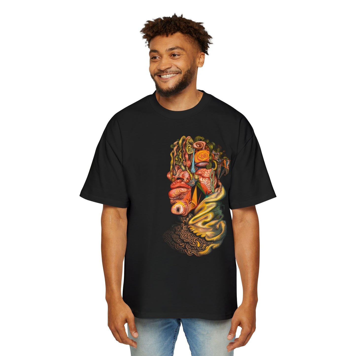 Abstract Surreal Face Graphic Tee — Psychedelic Art Men's T-Shirt