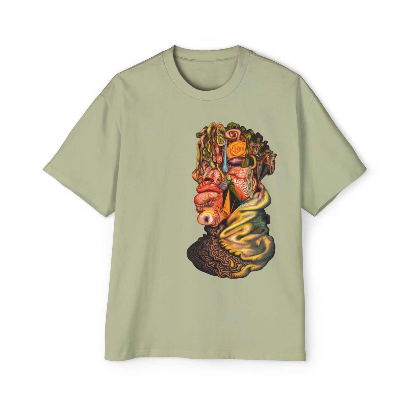 Abstract Surreal Face Graphic Tee — Psychedelic Art Men's T-Shirt