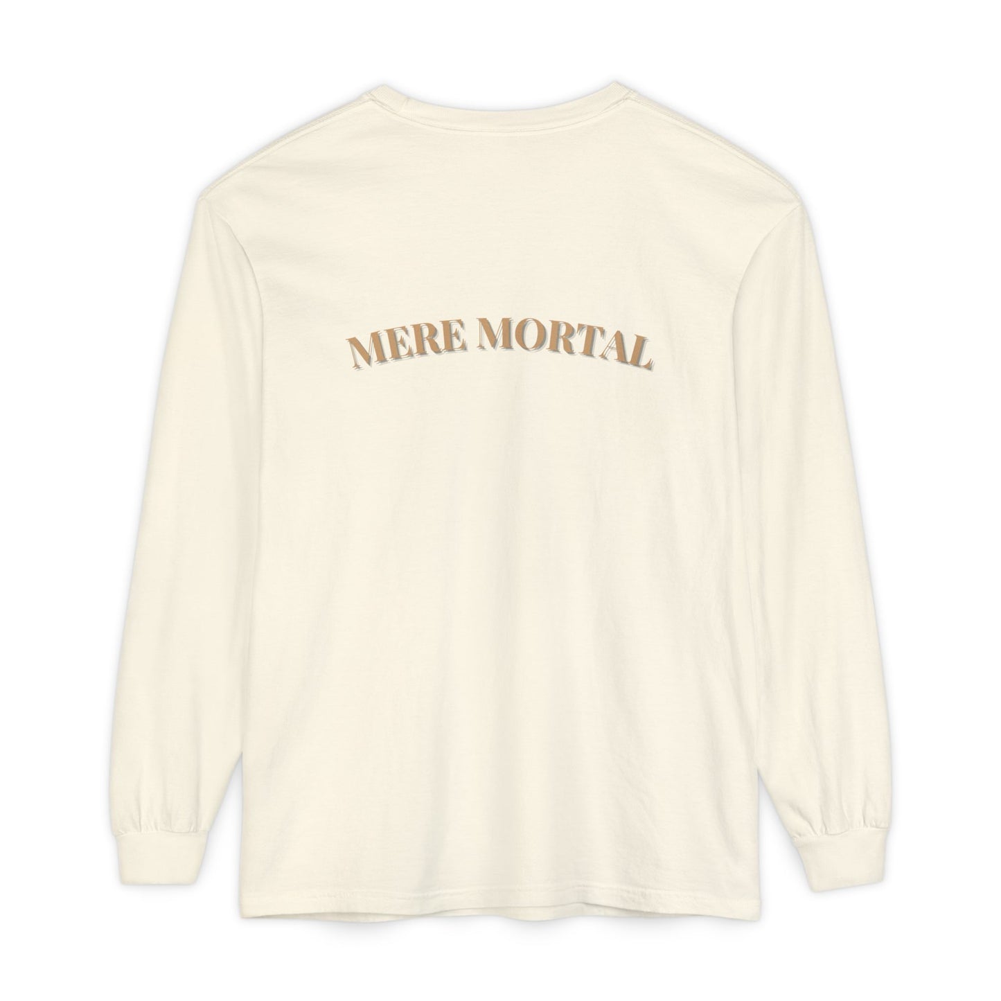 Mere Mortal Long Sleeve Tee — Surreal Collage Portrait Graphic
