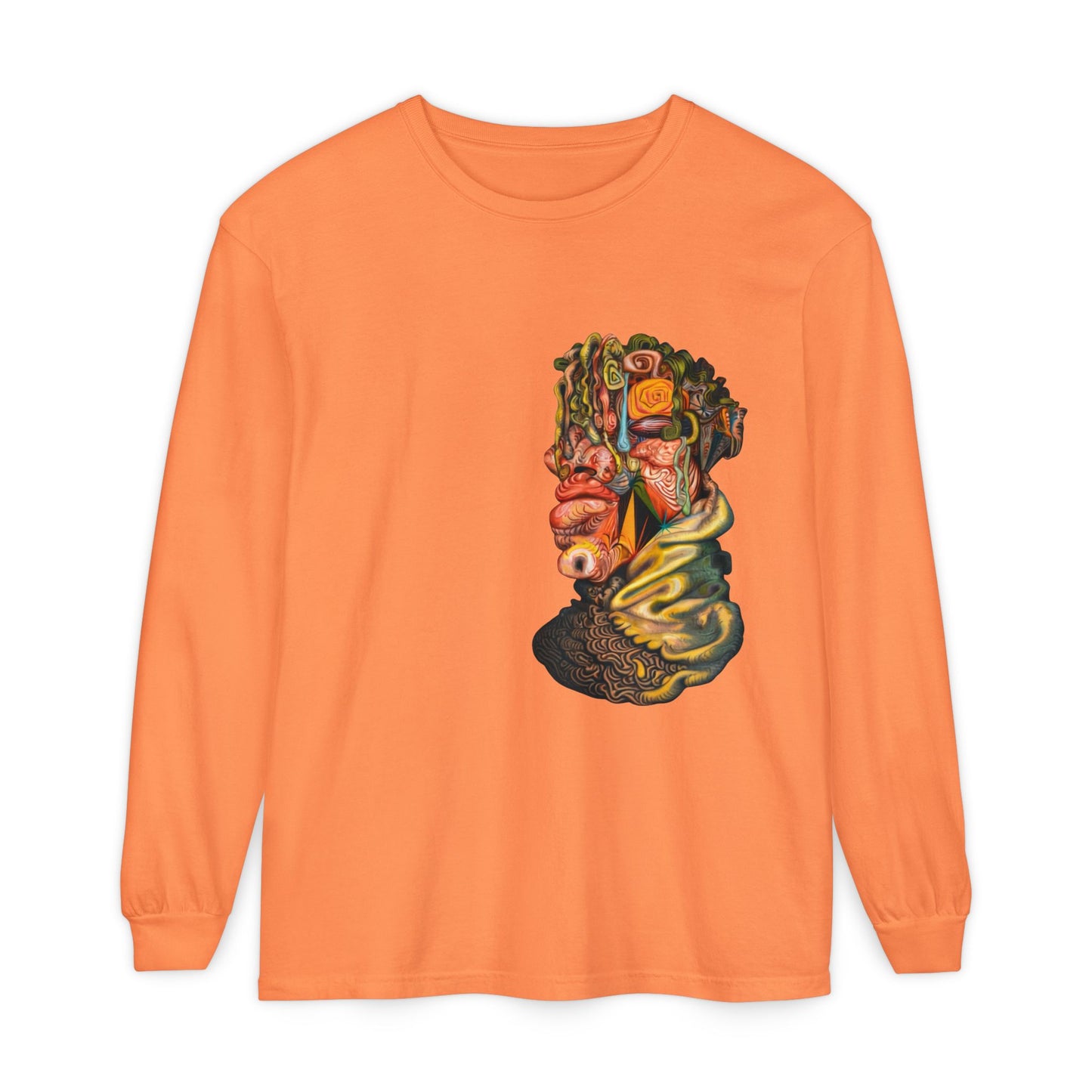 Mere Mortal Long Sleeve Tee — Surreal Collage Portrait Graphic