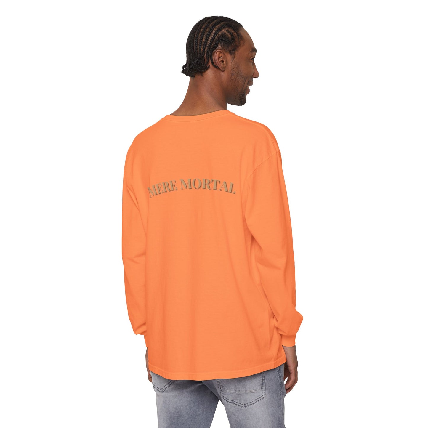 Mere Mortal Long Sleeve Tee — Surreal Collage Portrait Graphic