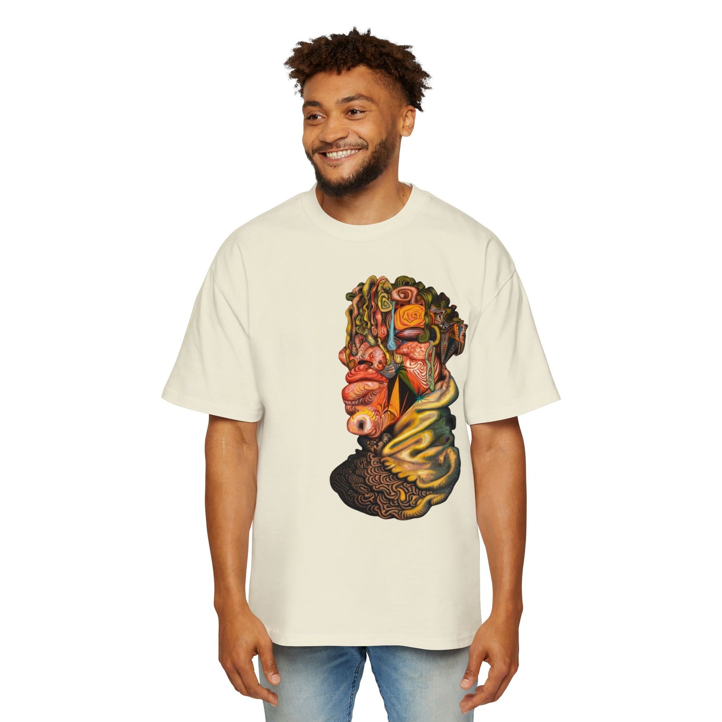 Abstract Surreal Face Graphic Tee — Psychedelic Art Men's T-Shirt