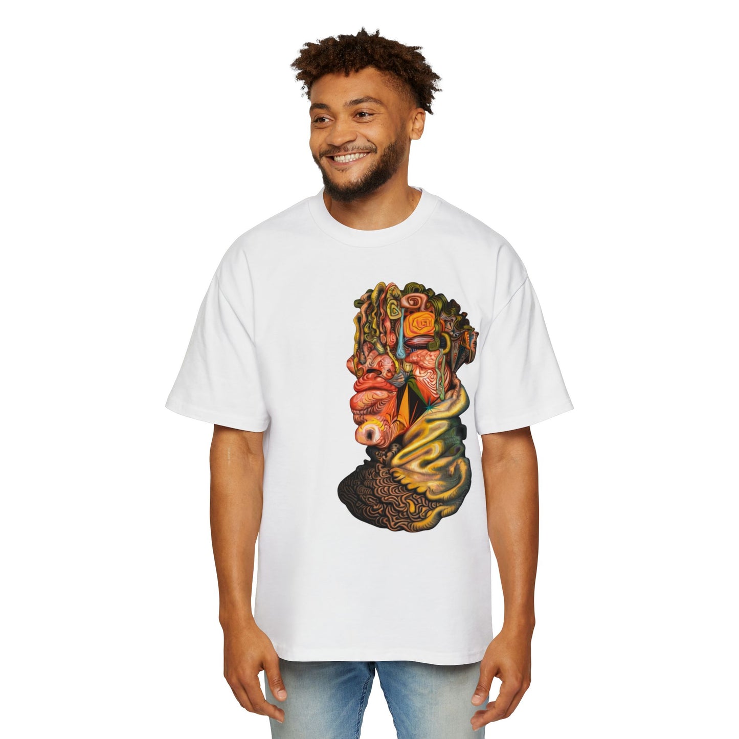 Abstract Surreal Face Graphic Tee — Psychedelic Art Men's T-Shirt